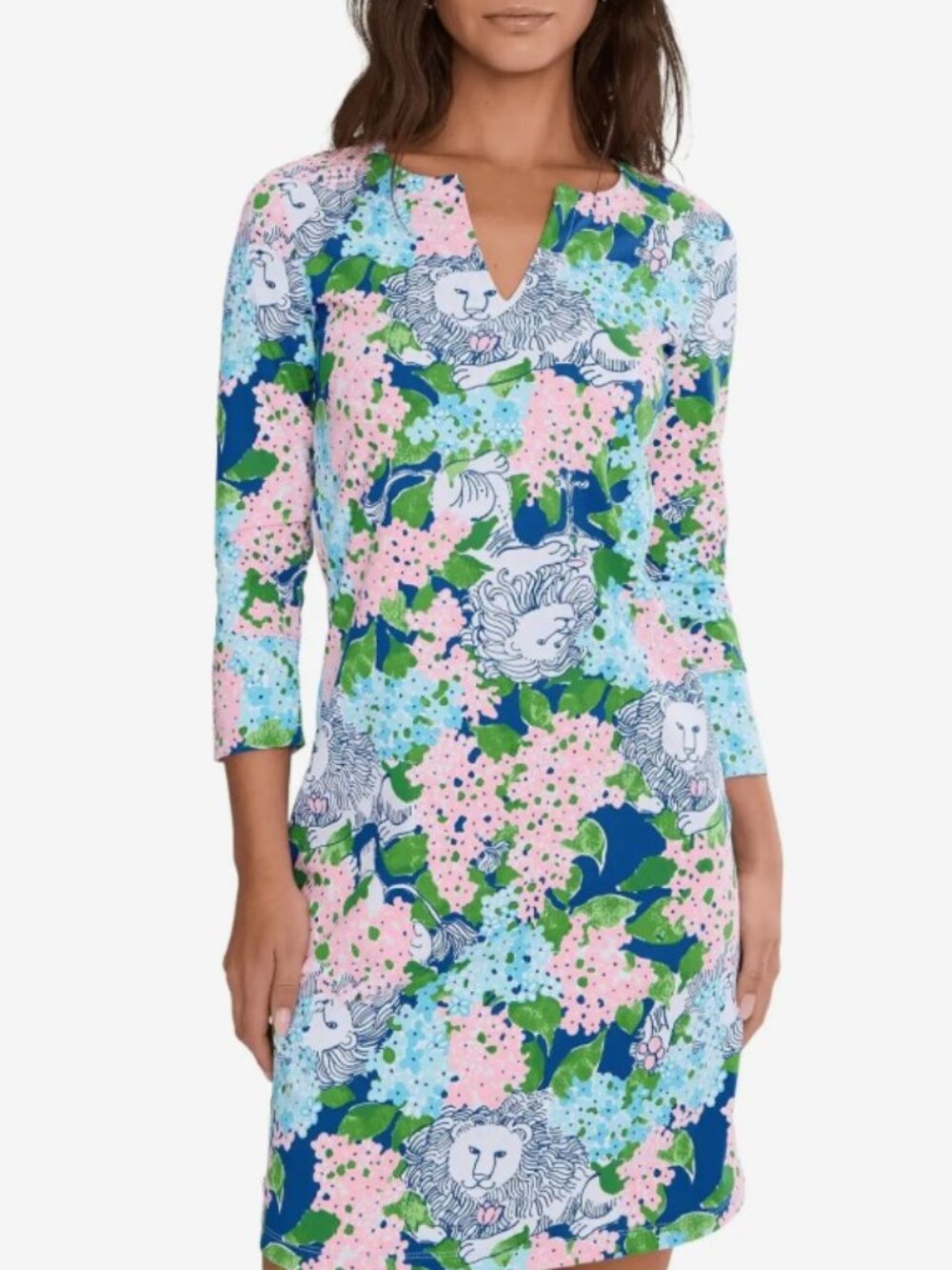 Lilly Pulitzer Nadine Dress Medium Starlight Navy Lydia The Lion NWT  UPF 50+